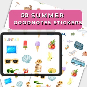 GoodNotes Seasonal Summer Digital Planner Stickers - Goodnotes, 50 Digital Stickers!