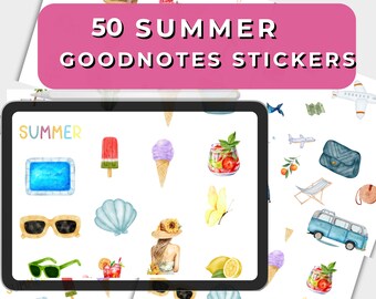 GoodNotes Seasonal Summer Digital Planner Stickers - Goodnotes, 50 Digital Stickers!