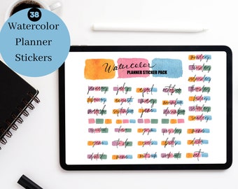 Watercolor Digital Planner Stickers | GoodNotes Precropped (Digital Download)