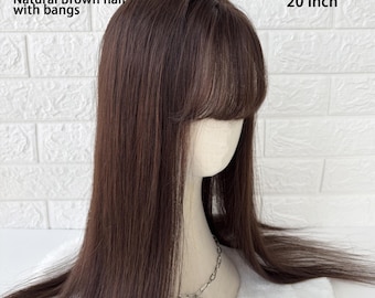 7x8" Virgin Human Hair Topper for Braiding, Black & Brown for Women Hair Loss