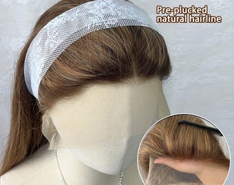 150% Density Virgin Human Hair Wig, Balayage Medium Golden Brown HD Lace Front Wig