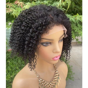 Custom wigs,Natural black Afro curly wigs, 13x4cm HD lace front wigs,human remy hair wigs for women,150% density wigs