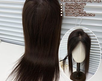 13x15cm Summer Breathable Mesh,Remy Human Hair Toppe Natural Straight Hairpiece