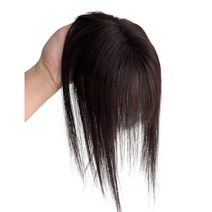 9x14cm Swiss Lace Topper | Remy Human Hair Bangs, black and brown color