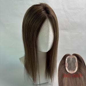 3"x5" Silk Base Virgin Human Hair Topper, PU side, Two colors, Free Part