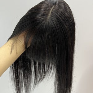 Human hair 2024 toppers with bangs