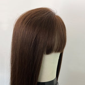 Big size 16x16cm human hair toppers with bangs ,free part full silk based human hair toppers for most of hair loss .heavy hair topper. image 9
