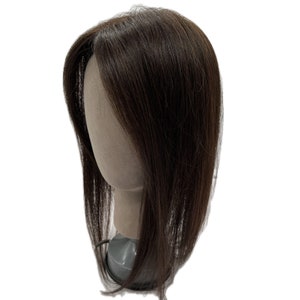 9x13cm silk based human hair toppers with 4 clips,Natural forehead hairline hair toppers with natural bangs for women thin hair