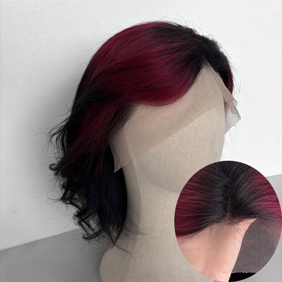 Lace Front Red-black Gradient Mohawk Wolf Cut Soft 100 