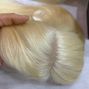 613 Blonde Human Hair topper for thinning hair. Hairtopper for volume. 13cmx14cm silk based topper
