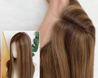 Rooted Balayage Brown Remy Human Hair Wig,9x5 Lace Front 150% Density Shadow Root