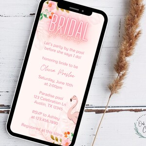 Digital Bridal Shower by the pool Template, Editable Pool Party Evite, Instant Download, Summer Electronic Invitation, Evite Template