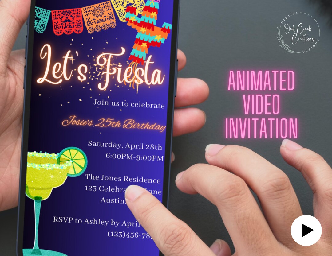 Let's Fiesta Digital Animated Video Invitation Template, Fiesta