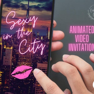 Invitación de video animada de despedida de soltera, despedida de soltera de la ciudad, invitación electrónica, evita móvil, plantilla editable de noche de chicas,