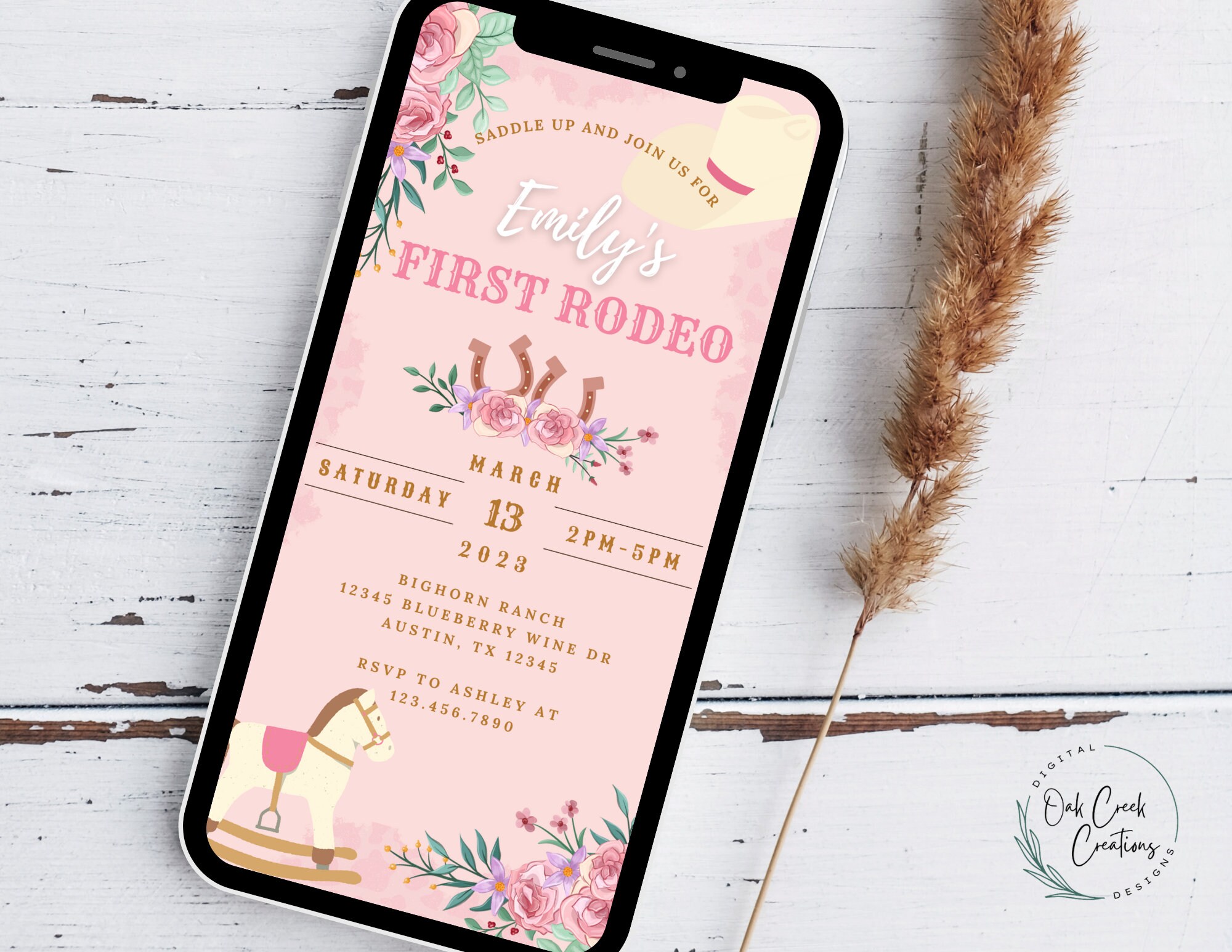 Editable First Rodeo Birthday Digital Animated Video Invitation ...