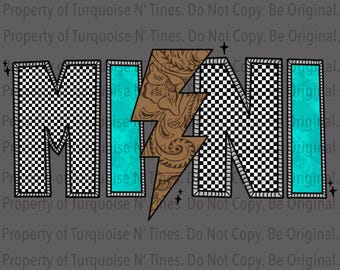 Trendy western turquoise mini PNG, Digital Design, Turquoise, Yallternative, Cowgirl rodeo western Tshirt design, checker print western