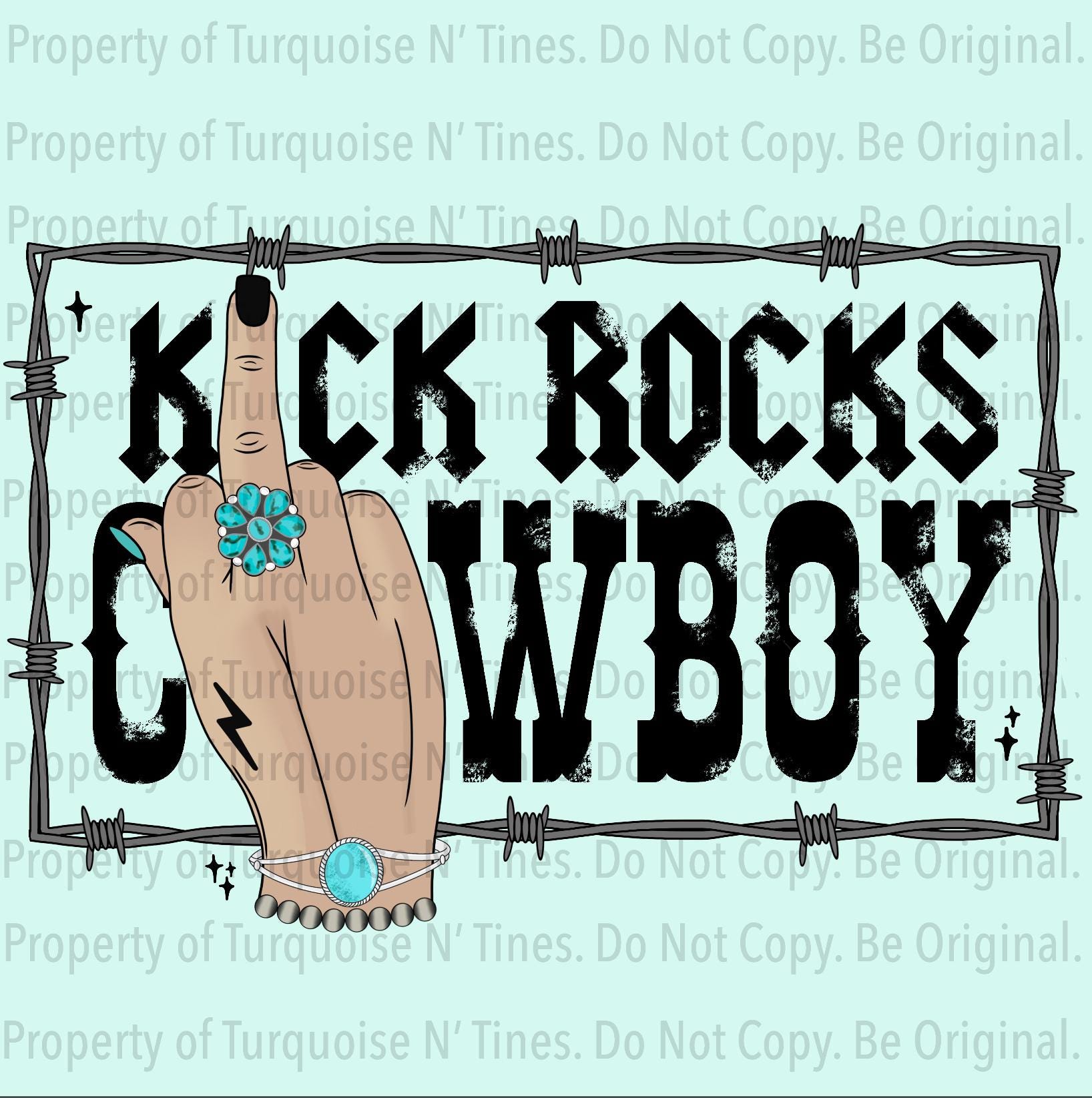 Kick Rocks Cowboy PNG, Digital Design, Turquoise, Yallternative ...
