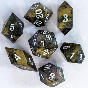 Gold and Stone - Handmade Polyhedral Dice Set for DnD