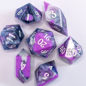 Neon Rainstorm - Handmade Polyhedral Dice Set for DnD