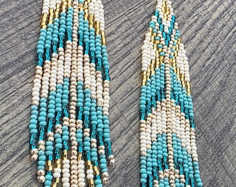 Handmade Western Turquoise Beaded Earrings