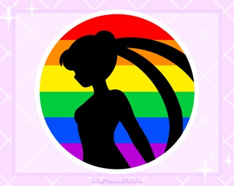 Sailor Moon Rainbow Pride Round Sticker