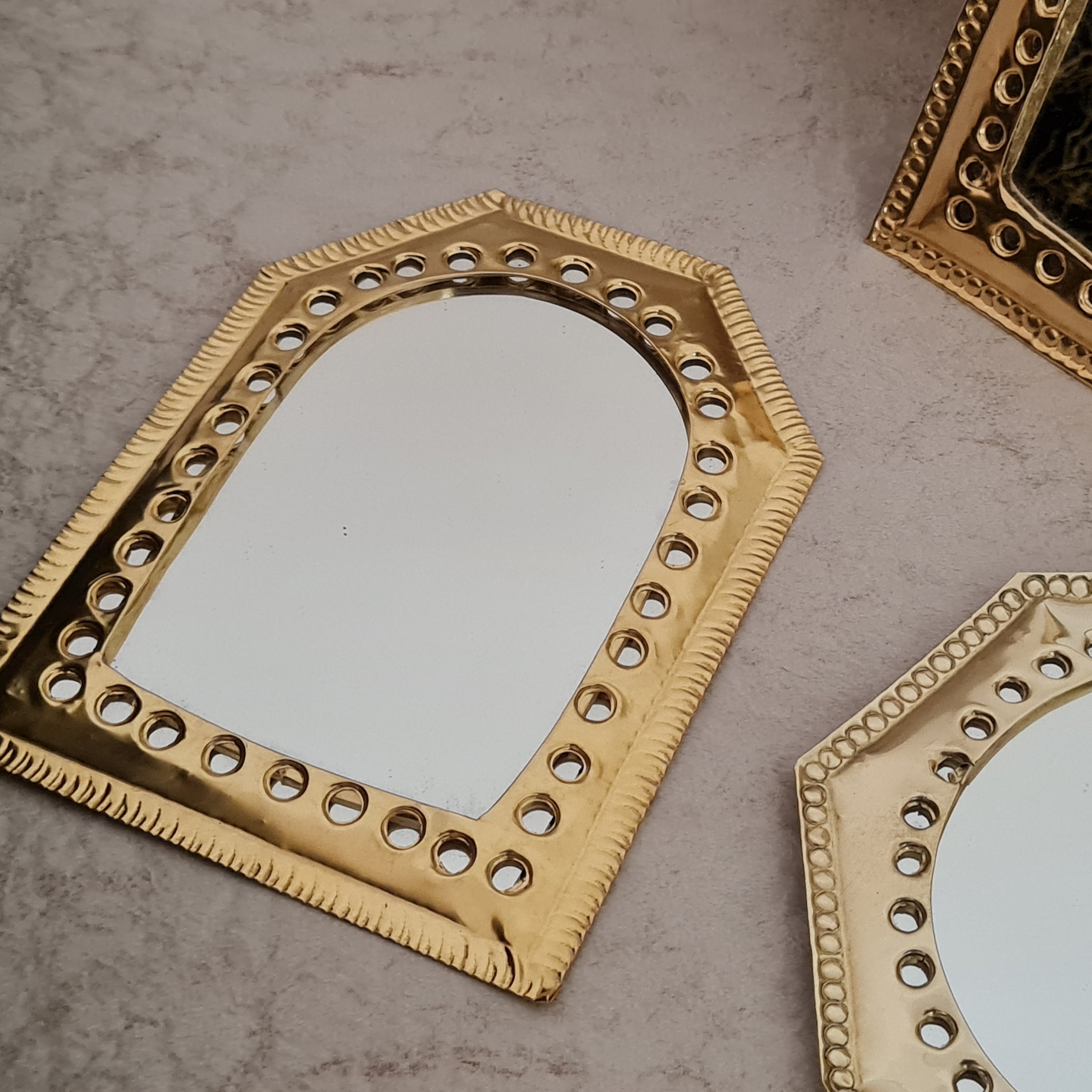 Small Gold Mirror Arch Antique Mirror Handheld Mirror Gift Etsy