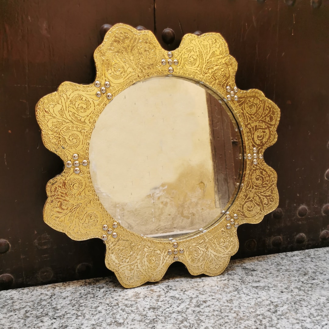 Custom Made Round Brass Mirror Bathroom Gold Mirror Mid Century Modern