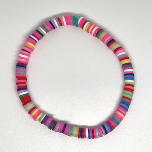 Multicolored Beaded Stretch Bracelet- Clay beads