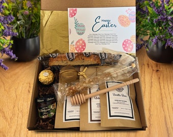 Holiday Tea Care Gift Box - Honey & Dipper, Infuser, Biscotti I  Personalized Card I Mother's Day I Valentine's Day I Easter I Happy Holiday