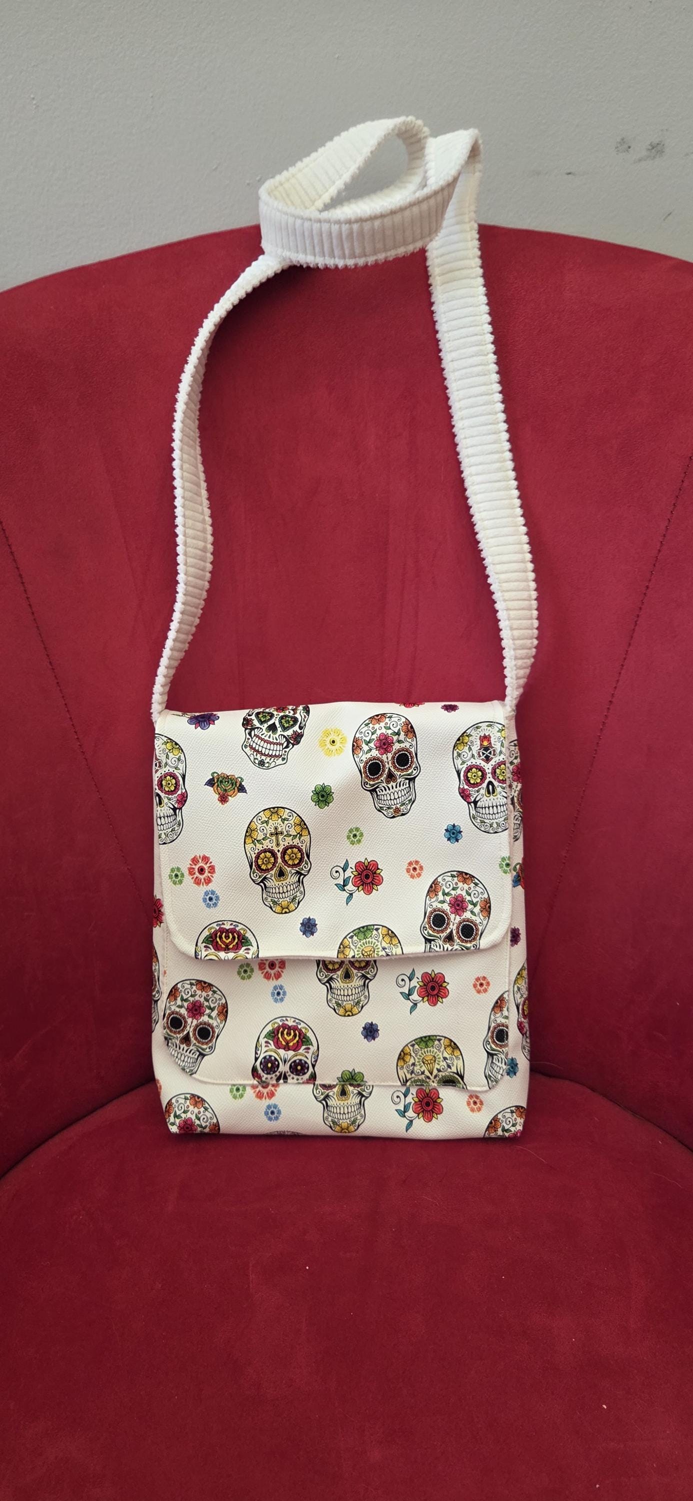 Sac à Main En Cuir Végétalien Tête De Mort Mexicaine, Sac à