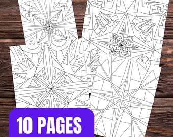 Geometrisch Malvorlagen | 3D Schnittmuster Designs als Digitaler Download