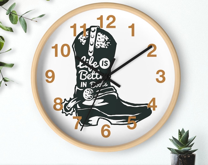 Western Wall Clock. Clock for cowboy clock for cow girl wall clock with boot.
