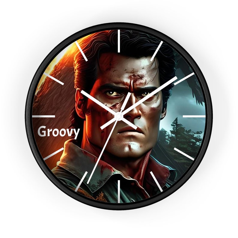 Scary Wall Clock 10. Evil Dead, Ash, Bruce Campbell, Groovy. image 1