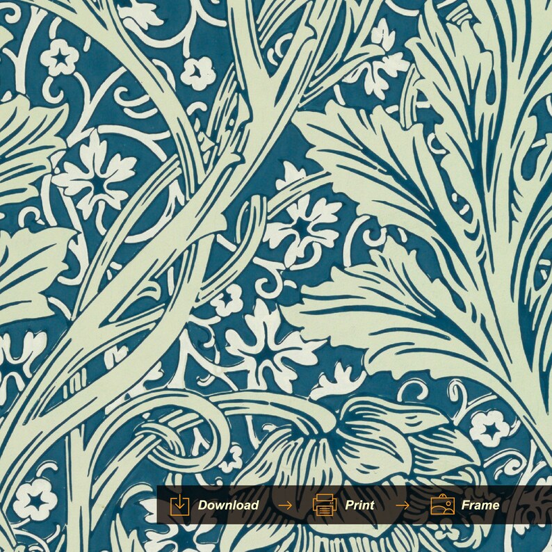 May include: A vintage style floral pattern with a teal blue background and white floral designs. The pattern features a repeating design of leaves and flowers.