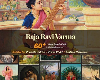 60+ Raja Ravi Varma Famous Paintings Collection | Indian Folk Art Set | Bharat Paintings | High-Resolution | Instant Digital Download | 177