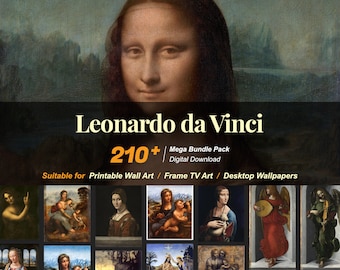 210+ Leonardo da Vinci Famous Paintings Collection | High-Resolution Digital Art Resources | Instant Digital Download | R-84