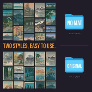 May include: A digital art print featuring Japanese landscape paintings in two styles, "No Mat" and "Original." The image includes a grid of various scenes with text that reads "TWO STYLES, EASY TO USE."