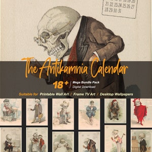 18+ The Antikamnia Calendar | Halloween Poster | Skeletons | High-Resolution Digital Art Resources | Instant Digital Download | R-106