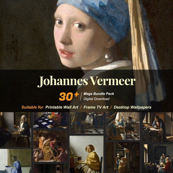 30+ Johannes Vermeer Famous Paintings Collection | High-Resolution Digital Art Resources | Instant Digital Download | R-18