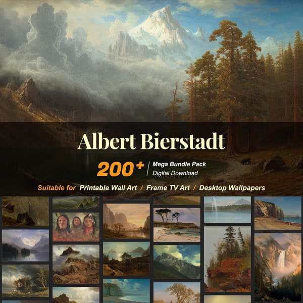 200+ Albert Bierstadt Famous Paintings Collection | High-Resolution Digital Art Resources | Instant Digital Download | R-26