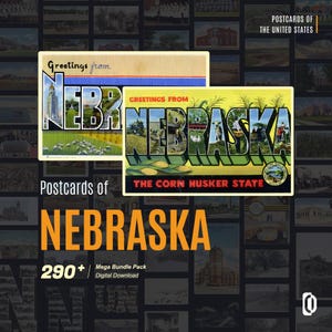 Vintage Nebraska Postcard Collection: 290+ Vintage Large Letter & City Postcards (Digital Print Set) R-26227