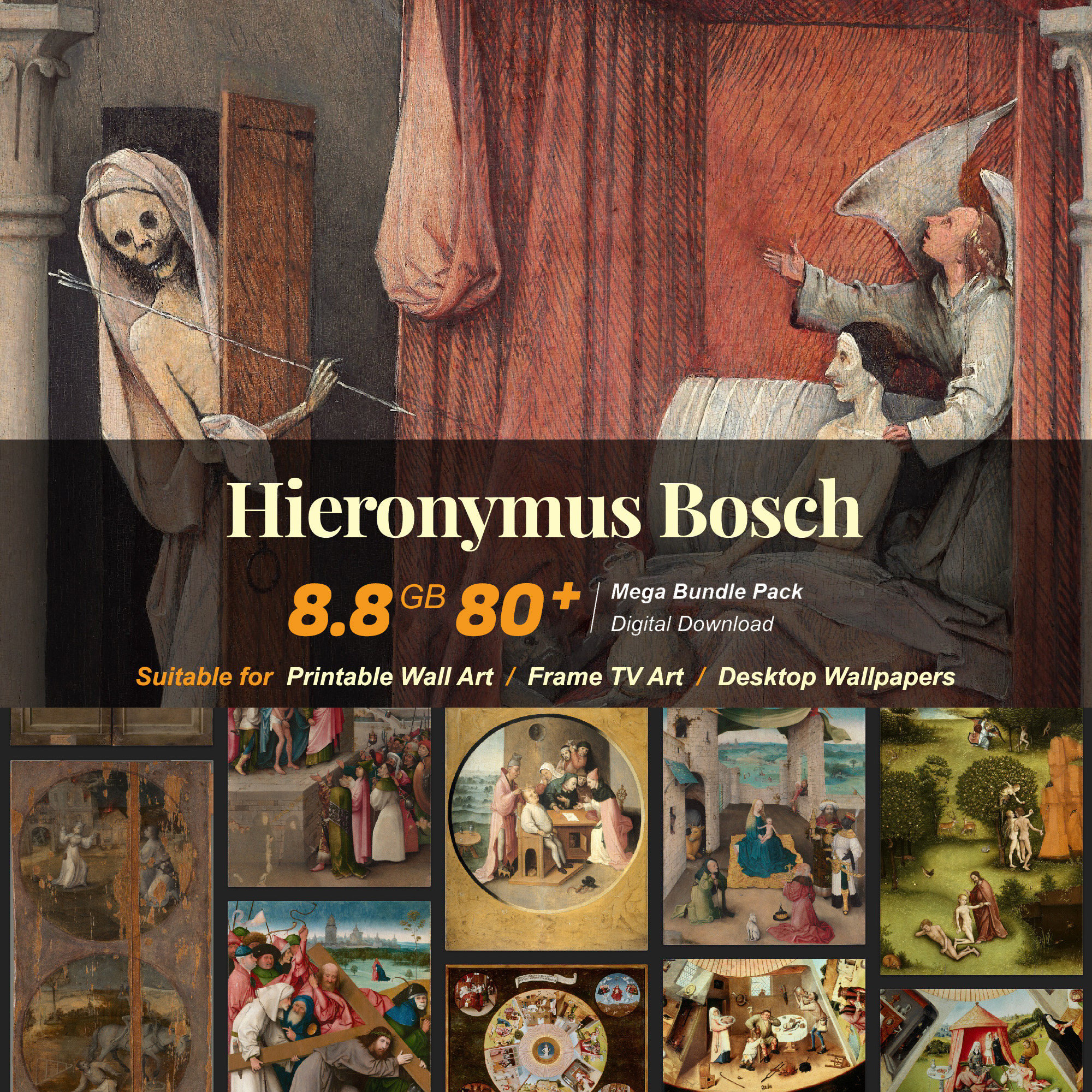 80+ Hieronymus Bosch Famous Paintings Collection | High-Resolution Digital Art Resources | Instant Digital Download | R-73