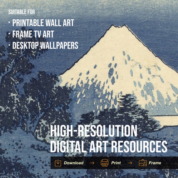 葛飾北斎の富士山アートセット：日本の浮世絵版画（デジタル