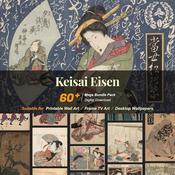 60+ Keisai Eisen Famous Paintings Collection | Japanese art | High-Resolution Digital Art Resources | Instant Digital Download | R-157