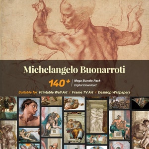 140+ Collezione di dipinti famosi di Michelangelo Buonarroti / Risorse artistiche digitali ad alta risoluzione / Download digitale istantaneo / R-96