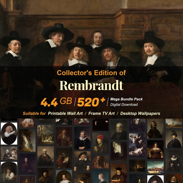 520+ Rembrandt Famous Paintings Collection | High-Resolution Digital Art Resources | Instant Digital Download | R-22