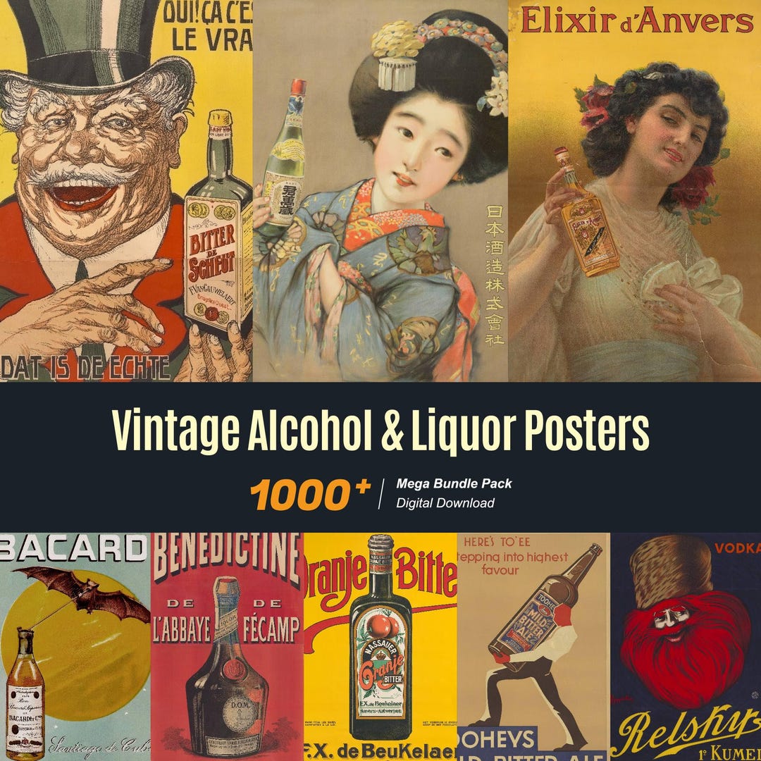 Vintage Alcohol Liquor Posters, Retro Bar Wall Art (digital Download) R ...