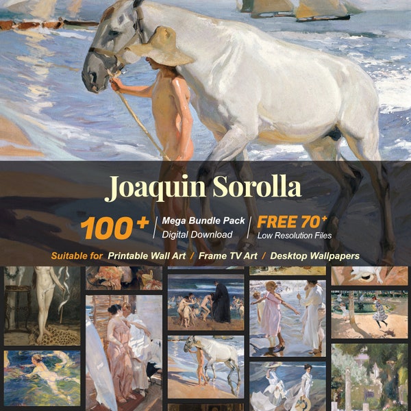 Plus de 100 peintures célèbres de Joaquin Sorolla | Ressources artistiques numériques haute résolution | Téléchargement numérique instantané | R-14