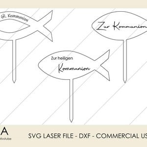 Fichier laser Caketopper Topper Poisson Communion Première Communion _ Fichier SVG et DXF incluant une licence commerciale