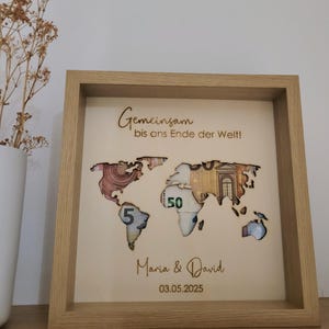 Laserdatei  Bilderrahmen Hochzeit Hochzeitsgeschenk Weltkarte Geldgeschenk _ SVG und DXF-Datei inkl. Gewerbelizenz